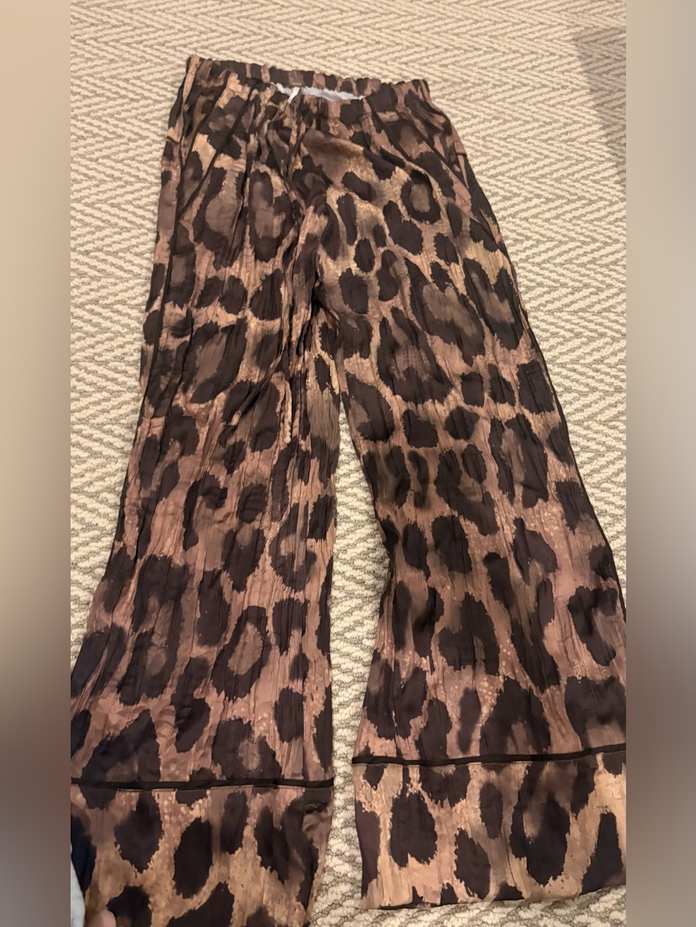 Free People Brown and Black Leopard Wide-Leg Pants